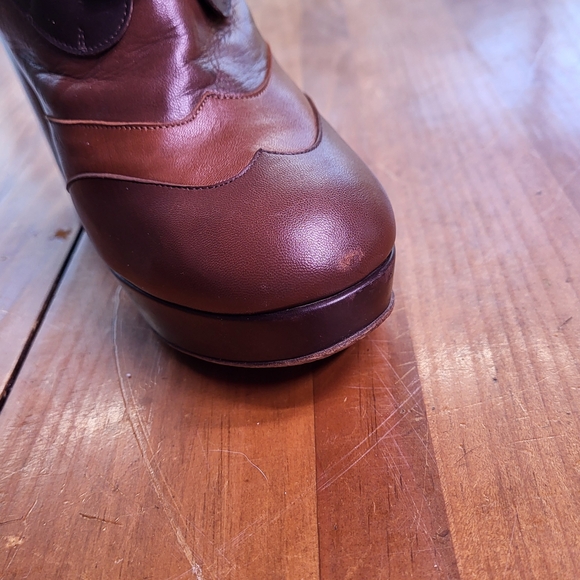 Bally Leather Platform Lace-Up Over the Knee Boots 7.5 - Picture 8 of 14